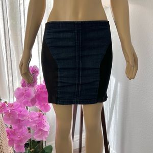 Helmut Lang Leather and Denim Combo Mini Skirt Size 6